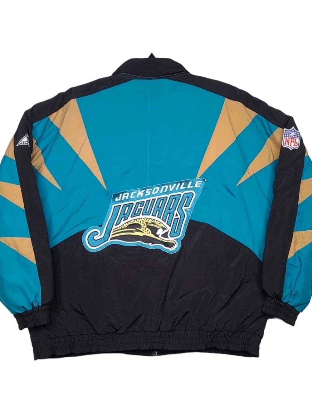 Vintage Jacksonville Jaguars Banned Logo Shark Tooth Jacket NFL XL *DISTRESSED*